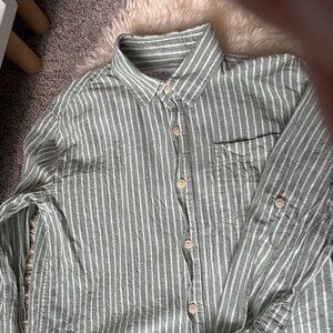 Zara Boys Striped Green Button down Shirt